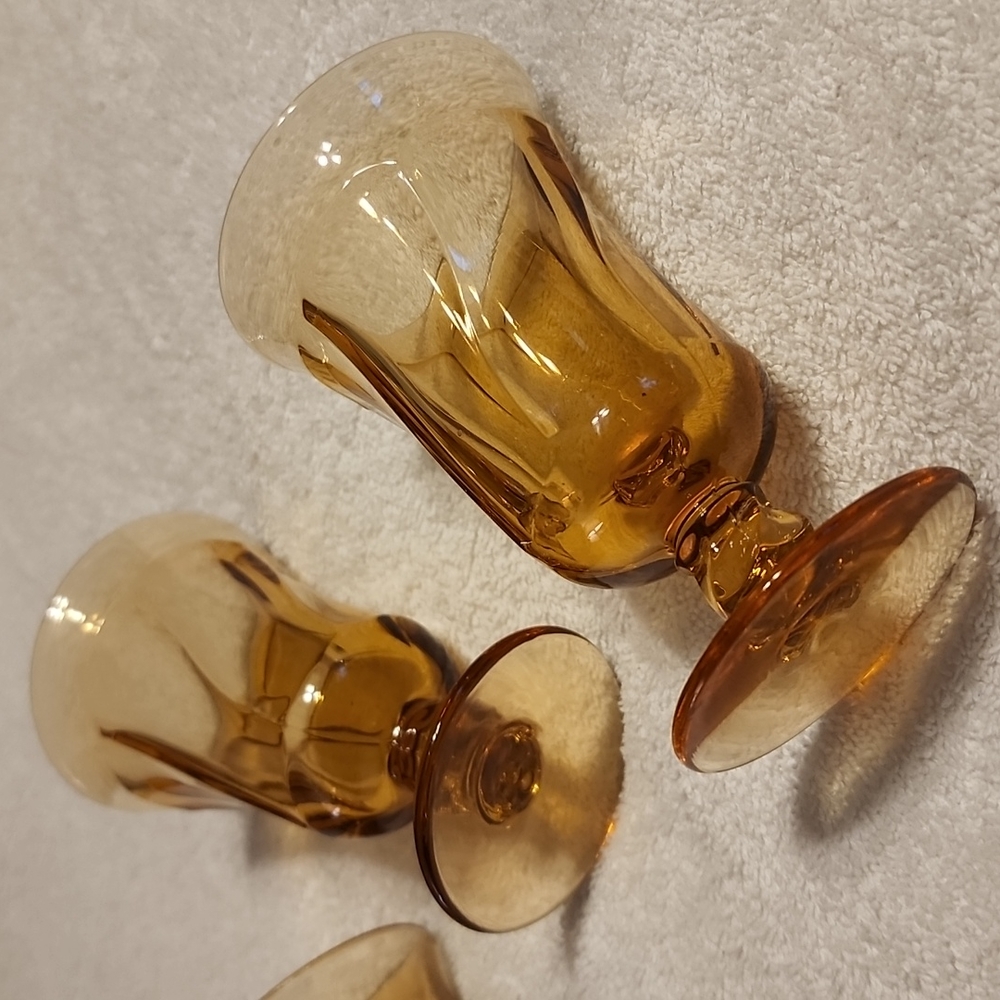 Elegant Vintage Amber Jamestown Fostoria Water Goblet  | Set of 3 - Picture 5 of 11